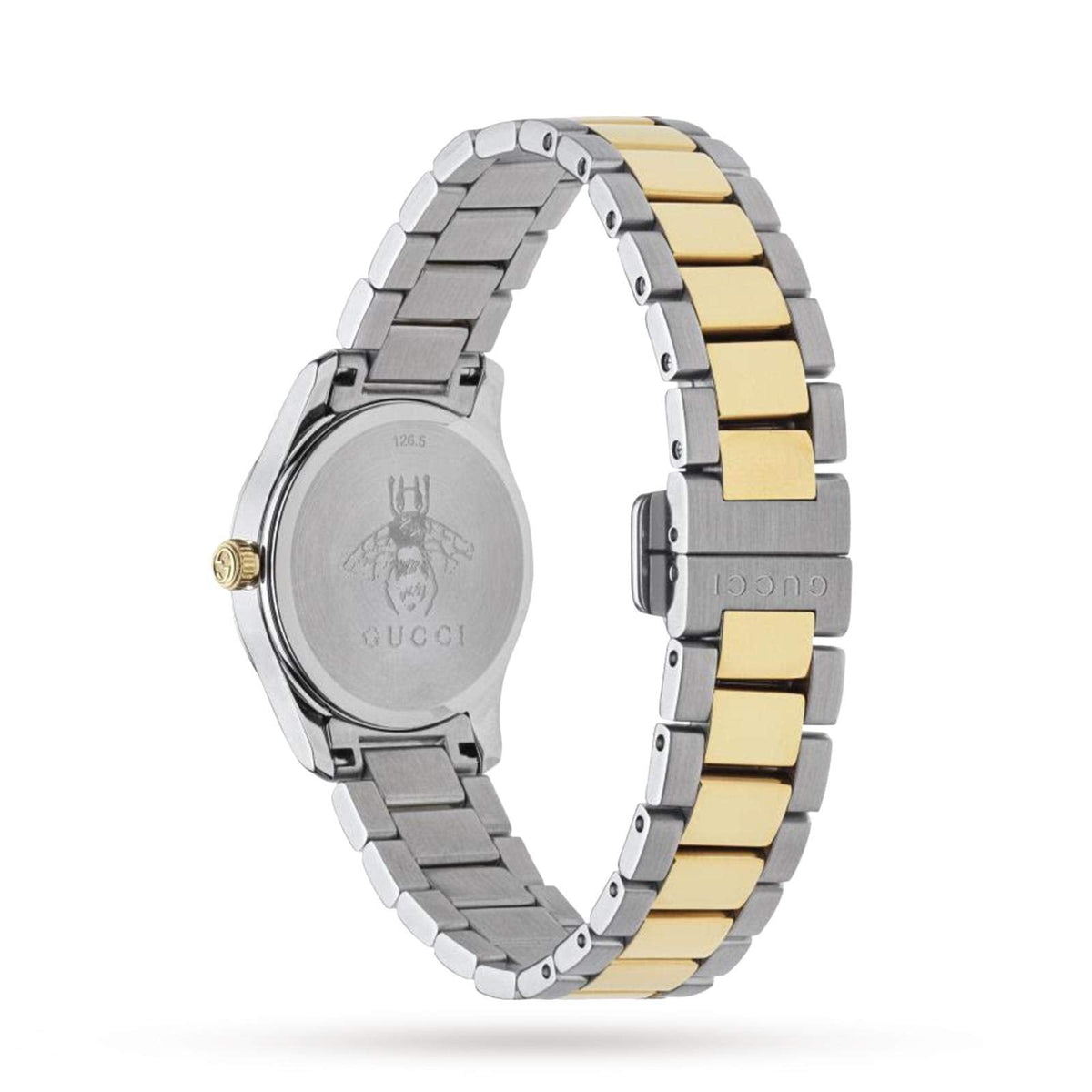  Shop Authentic Gucci G Timeless Quartz Diamonds Silver Dial Two Tone Steel Strap Watch For Women - YA1265016 - Luxxuri