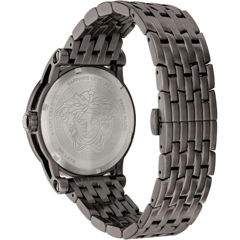  Shop Authentic Versace Viamond Quartz Black Dial Grey Steel Strap Watch For Men - VEPO00520 - Luxxuri