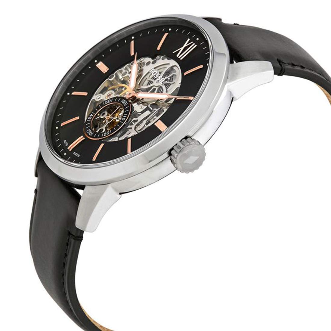  Shop Authentic Fossil Townsman Skeleton Black Dial Black Leather Strap Watch for Men - ME3153 - Luxxuri