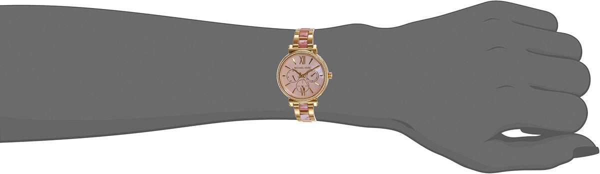 Shop Authentic Michael Kors Sofie Crystals Mother of Pearl Pink Dial Two Tone Steel Strap Watch For Women - MK4344 - Luxxuri
