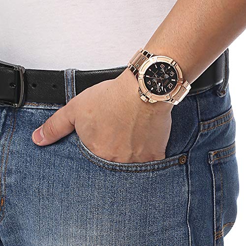  Shop Authentic Guess Rigor Multi Function Black Dial Rose Gold Steel Strap Watch For Men - W0218G3 - Luxxuri