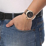  Shop Authentic Guess Rigor Multi Function Black Dial Rose Gold Steel Strap Watch For Men - W0218G3 - Luxxuri