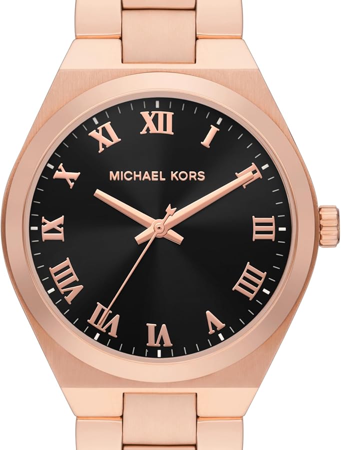  Shop Authentic Michael Kors Lennox Three Hand Black Dial Rose Gold Steel Strap Watch For Women - MK7392 - Luxxuri