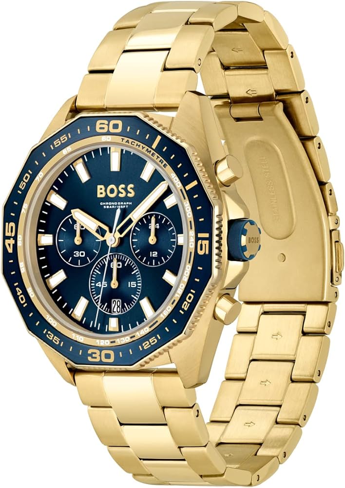  Shop Authentic Hugo Boss Energy Chronograph Blue Dial Gold Steel Strap Watch For Men - 1513973 - Luxxuri