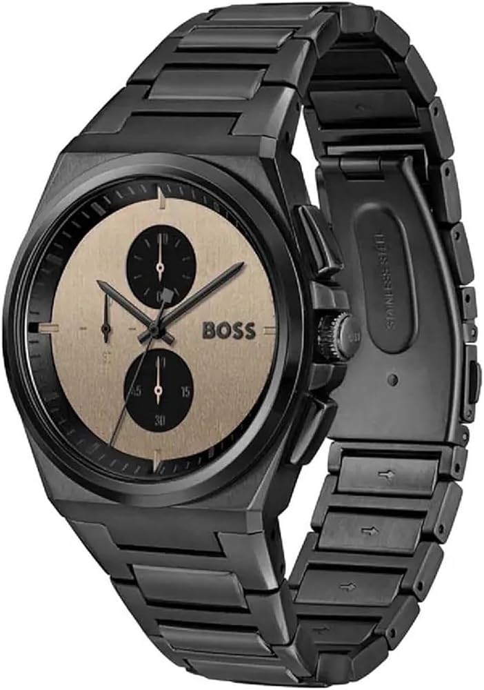  Shop Authentic Hugo Boss Steer Chronograph Brown Dial Black Steel Strap Watch For Men - 1514043 - Luxxuri