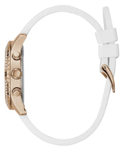  Shop Authentic Guess Confetti Crystal Rose Gold Dial White Silicone Strap Watch For Women - W1098L5 - Luxxuri