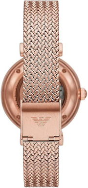  Shop Authentic Emporio Armani Meccanico Automatic White Dial Rose Gold Mesh Strap Watch For Women - AR60063 - Luxxuri