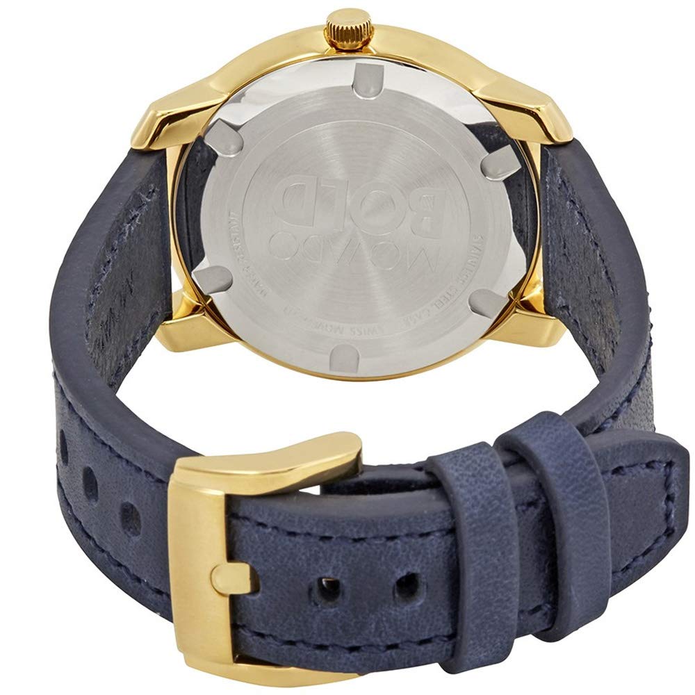  Shop Authentic Movado Bold Gold Dial Blue Leather Strap Watch For Men - 3600469 - Luxxuri