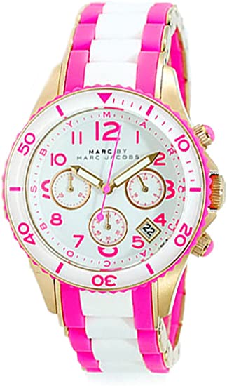  Shop Authentic Marc Jacobs Rock Chronograph White Dial Two Tone Silicone Strap Watch for Women - MBM2593 - Luxxuri