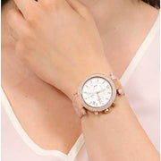 Shop Authentic Michael Kors Parker Chronograph White Dial Pink Leather Strap Watch For Women - MK6935 - Luxxuri