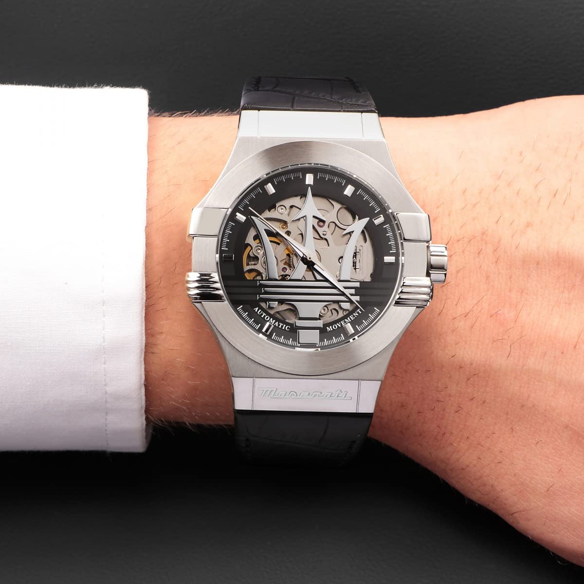  Shop Authentic Maserati Potenza Automatic Black Dial Black Leather Strap Watch For Men - R8821108001 - Luxxuri