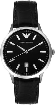  Shop Authentic Emporio Armani Classic Quartz Black Dial Black Leather Strap Watch For Men - AR2429 - Luxxuri