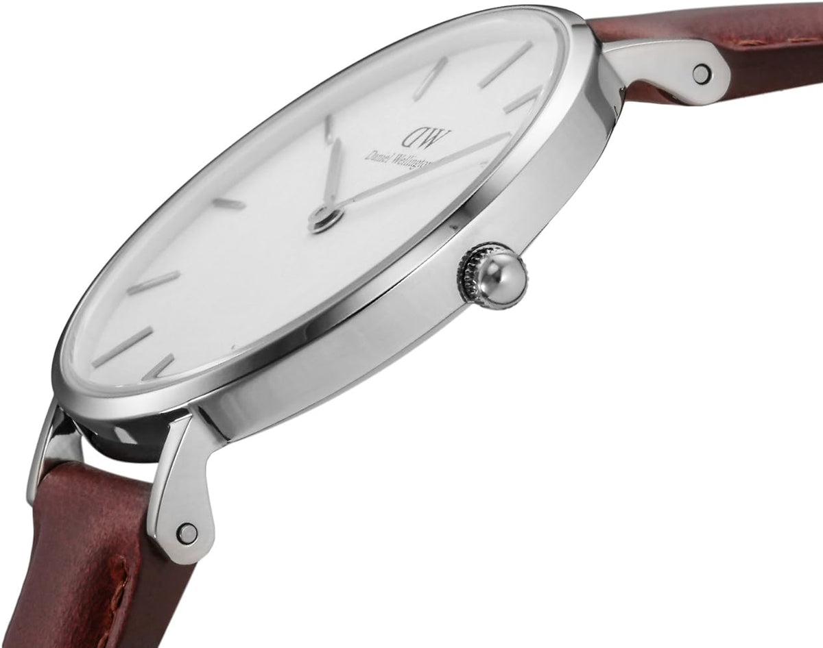  Shop Authentic Daniel Wellington Classic Petite St Mawes White Dial Brown Leather Strap Watch For Women - DW00100187 - Luxxuri