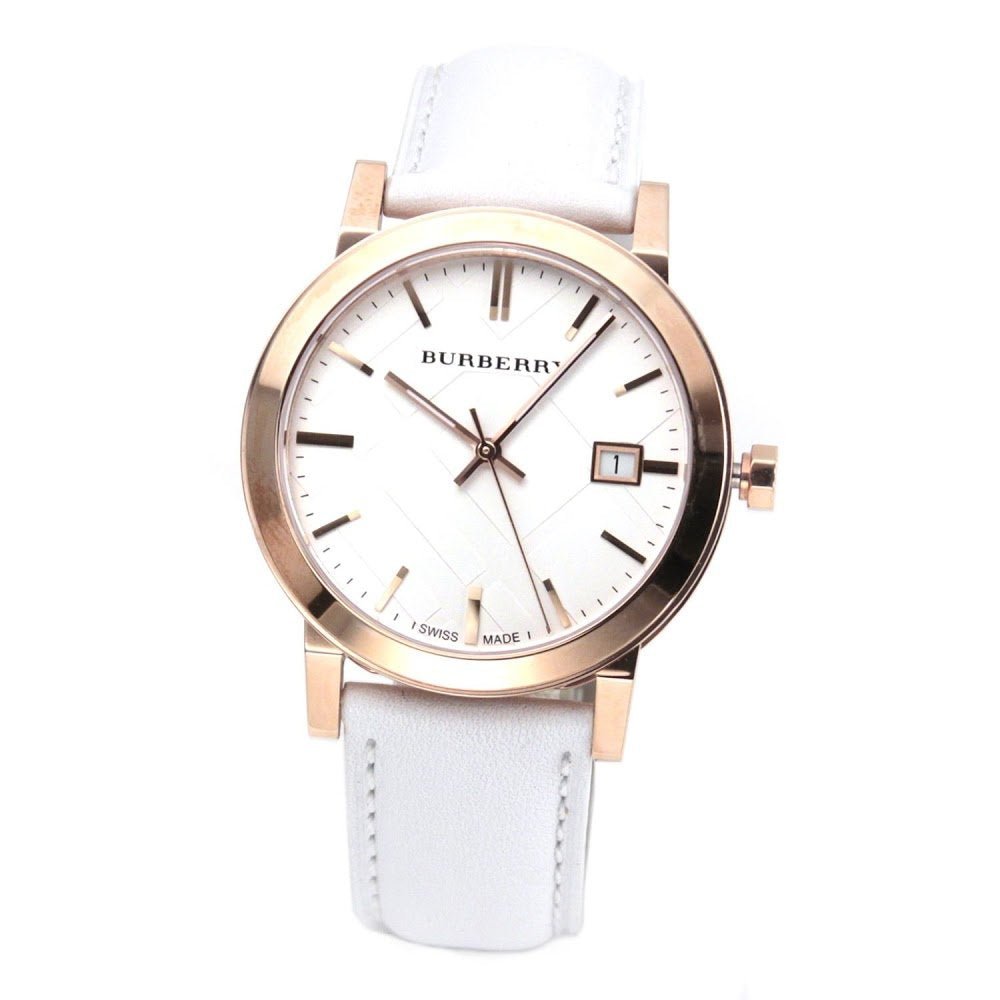  Shop Authentic Burberry The City White Dial White Leather Strap Watch for Women - BU9012 - Luxxuri