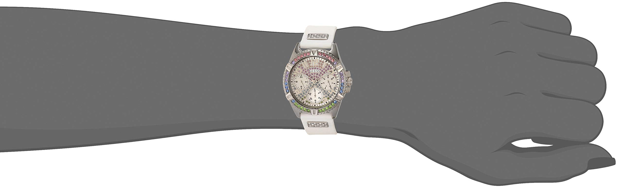  Shop Authentic Guess Frontier Diamonds Silver Dial White Rubber Strap Watch for Women - GW0045L1 - Luxxuri