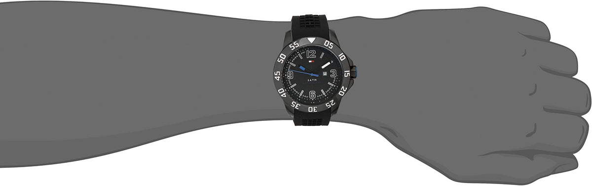  Shop Authentic Tommy Hilfiger Sport Multifunction Black Dial Black Rubber Strap Watch for Men - 1790983 - Luxxuri