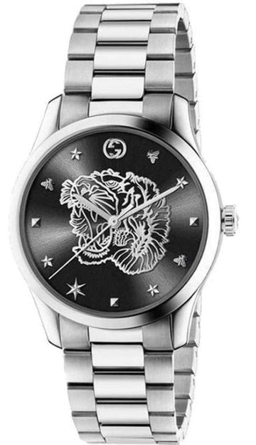  Shop Authentic Gucci G Timeless Diamonds Black Dial Silver Steel Strap Watch For Women - YA1264125 - Luxxuri