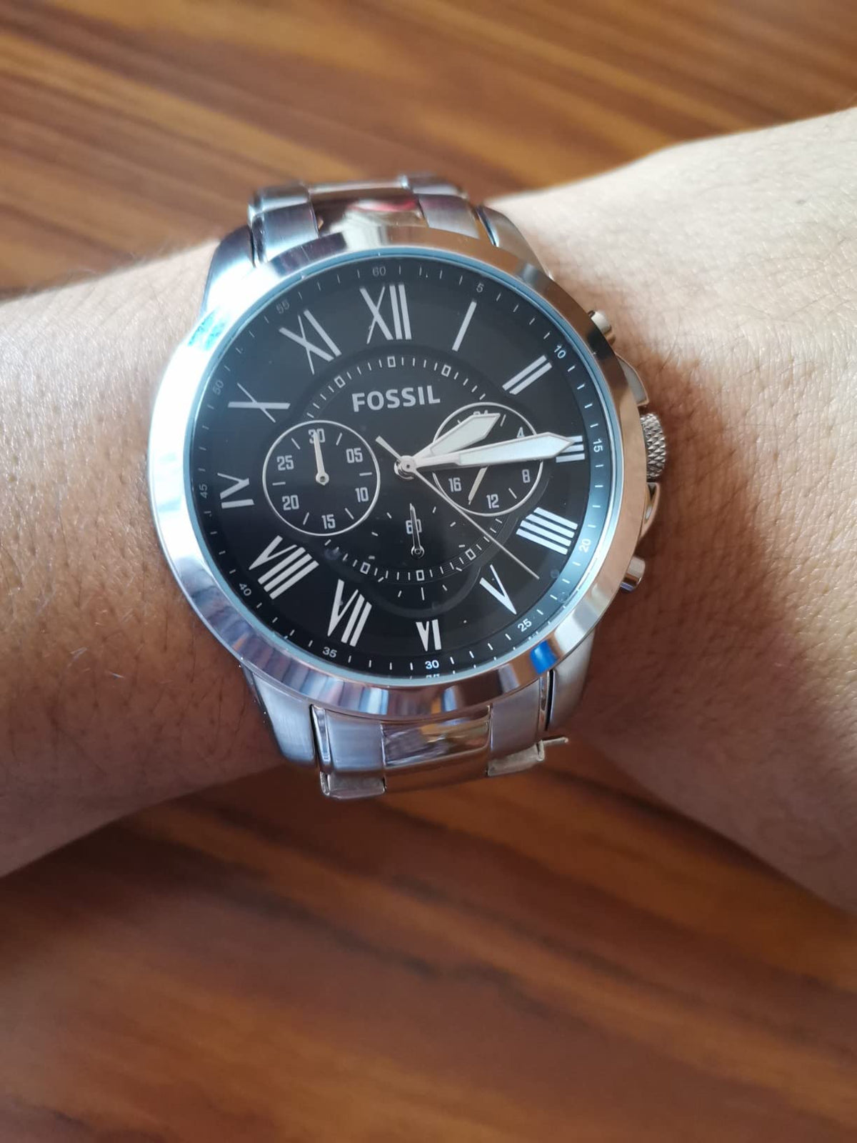  Shop Authentic Fossil Grant Chronograph Black Dial Silver Steel Strap Watch for Men - FS4736 - Luxxuri
