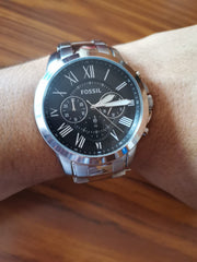  Shop Authentic Fossil Grant Chronograph Black Dial Silver Steel Strap Watch for Men - FS4736 - Luxxuri