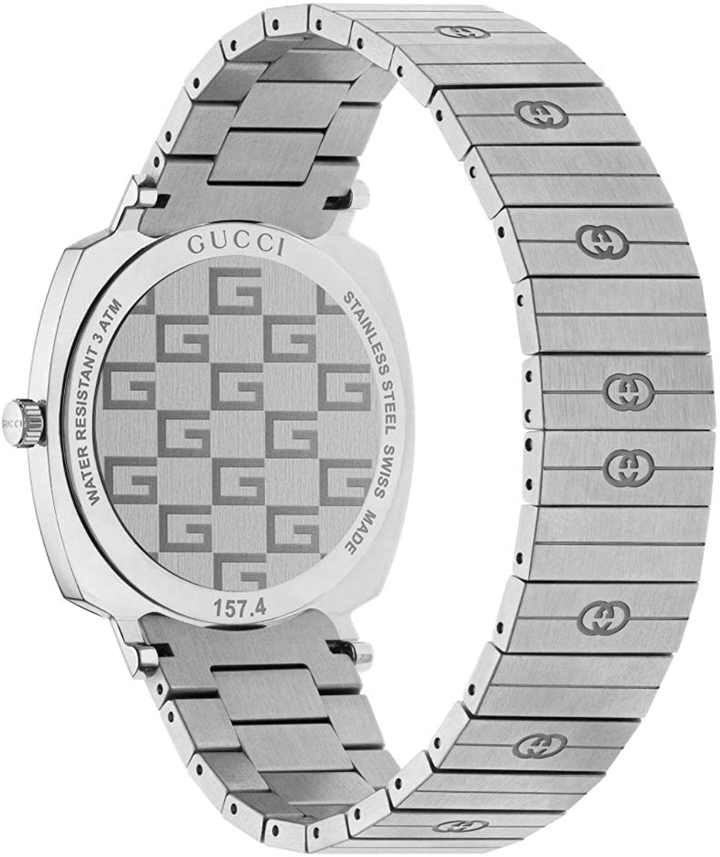  Shop Authentic Gucci Grip Quartz Silver Dial Silver Steel Strap Watch For Women - YA157410 - Luxxuri