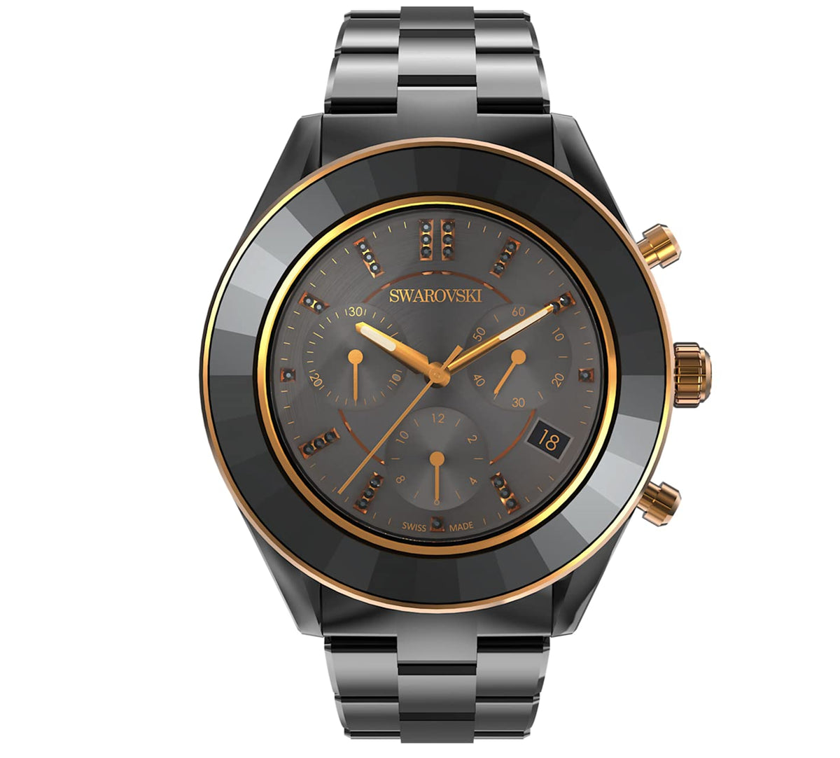  Shop Authentic Swarovski Octea Lux Sport Black Dial Black Steel Strap Unisex Watch - 5610472 - Luxxuri