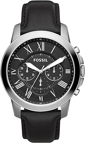  Shop Authentic Fossil Grant Chronograph Black Dial Black Leather Strap Watch for Men - FS4812 - Luxxuri