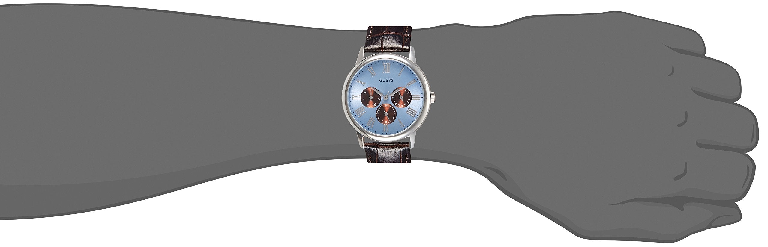  Shop Authentic Guess Wafer Analog Blue Dial Brown Leather Strap Watch For Men - W0496G2 - Luxxuri