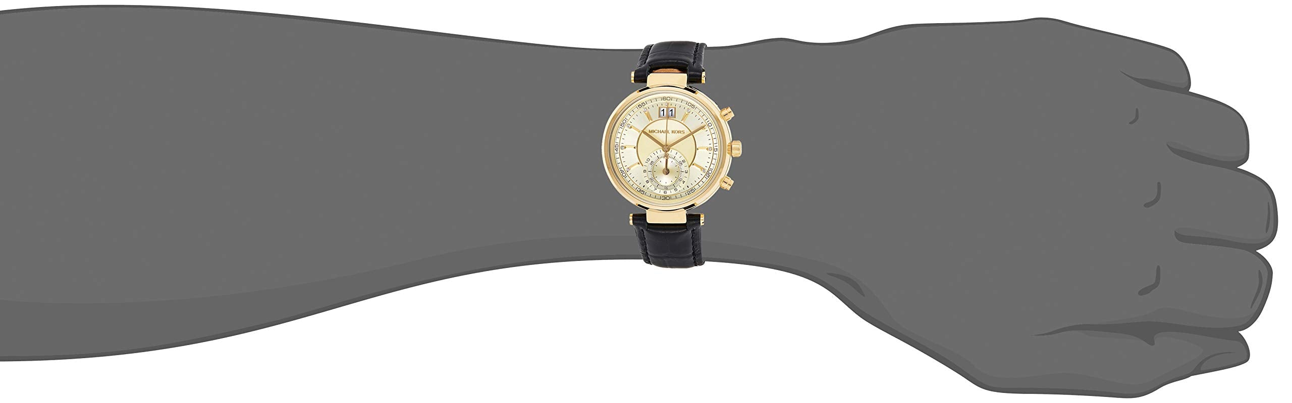  Shop Authentic Michael Kors Sawyer Champagne Dial Black Leather Strap Watch for Women - MK2433 - Luxxuri