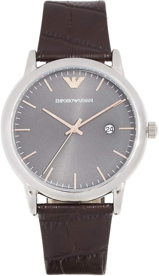  Shop Authentic Emporio Armani Luigi Quartz Gray Dial Brown Leather Strap Watch For Men - AR1996 - Luxxuri
