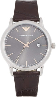  Shop Authentic Emporio Armani Luigi Quartz Gray Dial Brown Leather Strap Watch For Men - AR1996 - Luxxuri