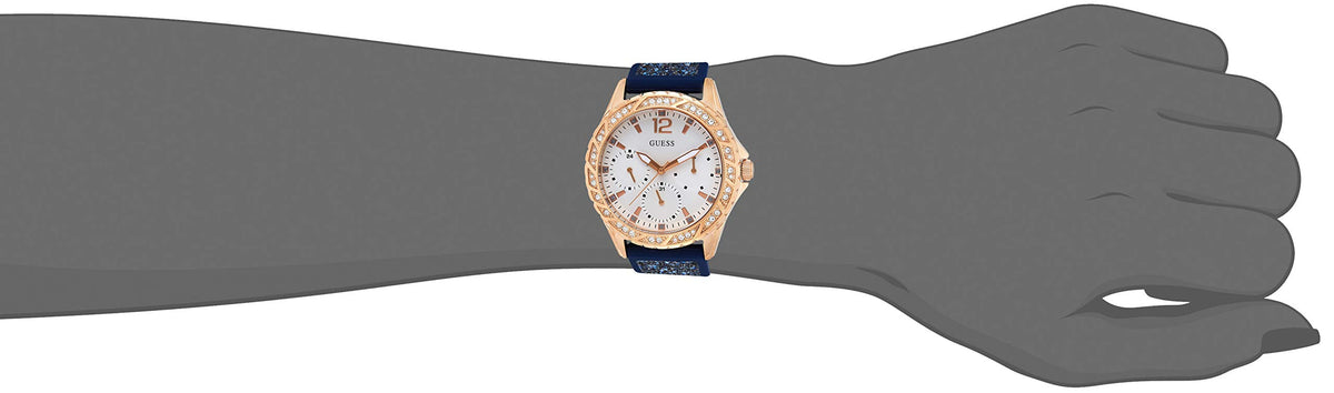  Shop Authentic Guess Swirl Analog Quartz White Dial Blue Rubber Strap Watch for Women - W1096L4 - Luxxuri