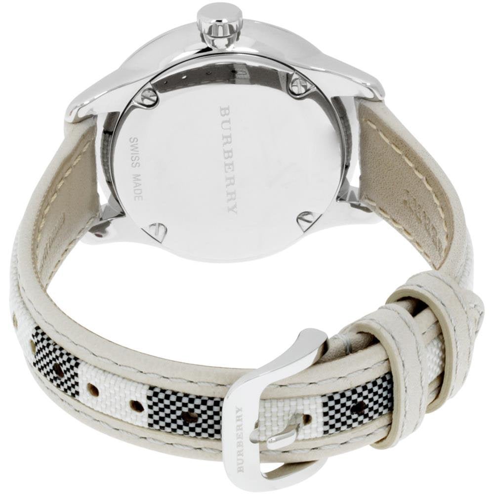  Shop Authentic Burberry The Classic Guilloche Silver Dial Grey Leather Strap Watch for Women - BU10113 - Luxxuri