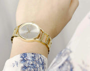  Shop Authentic Calvin Klein Stately Silver Dial Gold Steel Strap Watch for Women - K3G23526 - Luxxuri