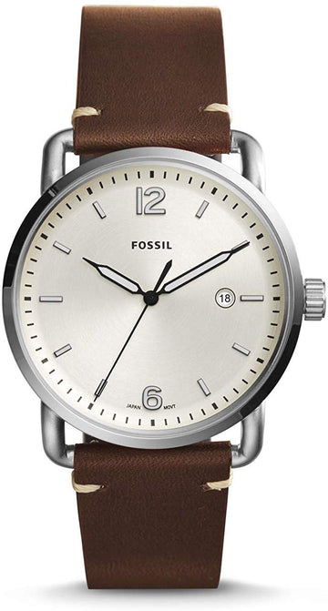  Shop Authentic Fossil The Commuter White Dial Brown Leather Strap Watch for Men - FS5275 - Luxxuri
