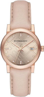  Shop Authentic Burberry The City Diamonds Beige Dial Beige Leather Strap Watch for Women - BU9131 - Luxxuri