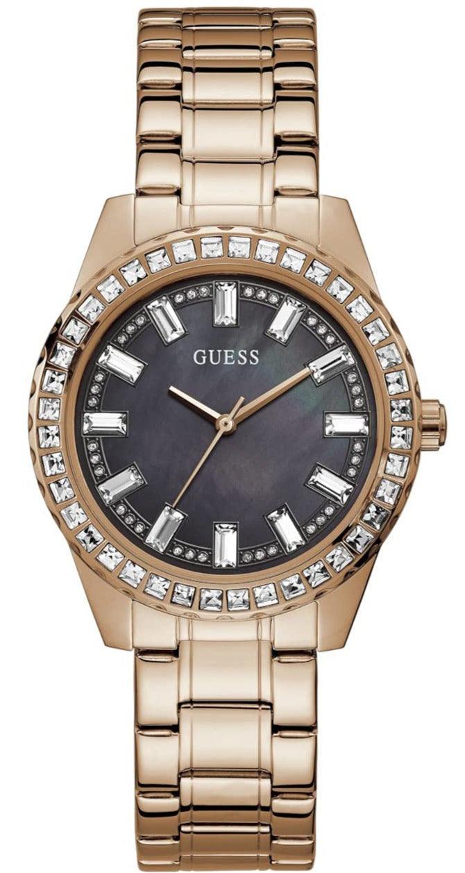  Shop Authentic Guess Sparkler Diamonds Black Dial Rose Gold Steel Strap Watch for Women - GW0111L3 - Luxxuri