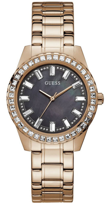  Shop Authentic Guess Sparkler Diamonds Black Dial Rose Gold Steel Strap Watch for Women - GW0111L3 - Luxxuri