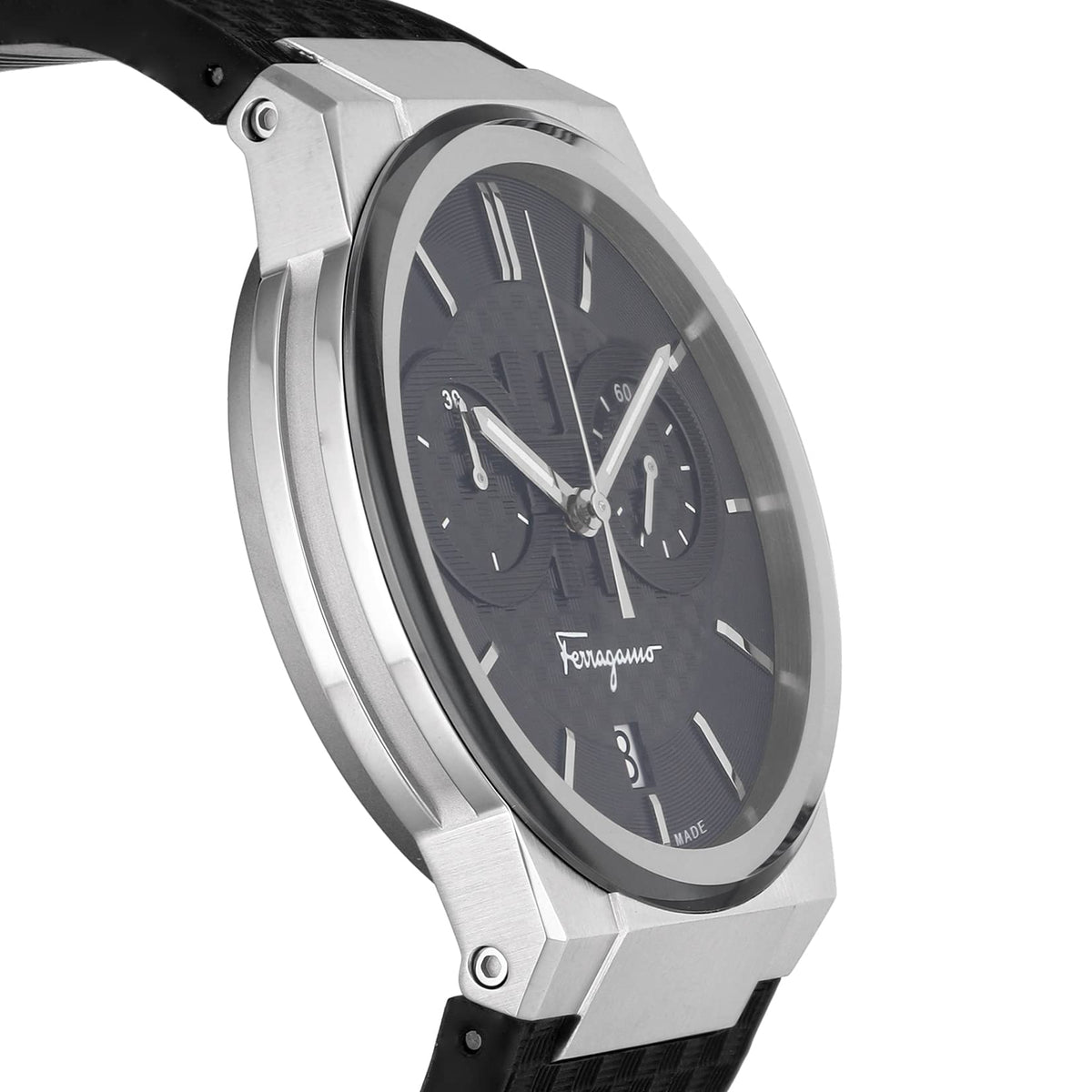  Shop Authentic Salvatore Ferragamo Sapphire Chrono Black Dial Black Silicone Strap Watch for Men - SFME00121 - Luxxuri