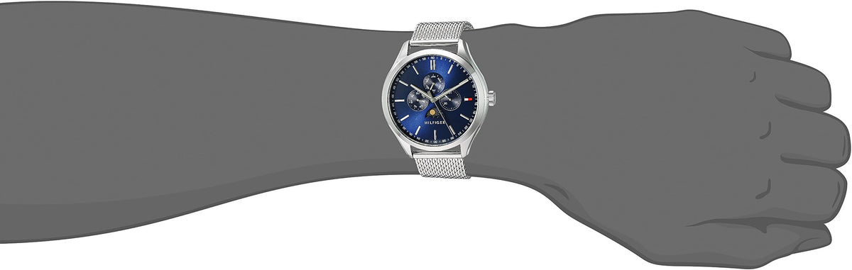  Shop Authentic Tommy Hilfiger Oliver Quartz Blue Dial Silver Mesh Bracelet Watch for Men - 1791302 - Luxxuri