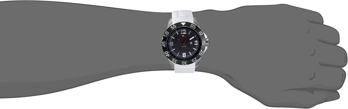  Shop Authentic Tommy Hilfiger Sport Black Dial White Rubber Strap Watch for Men - 1790986 - Luxxuri