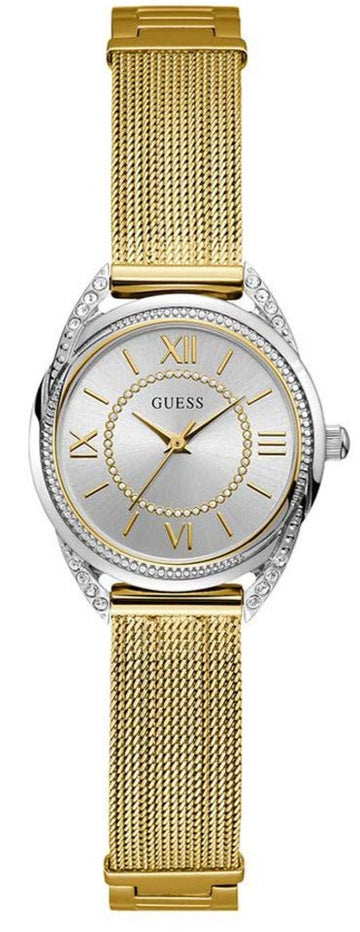  Shop Authentic Guess Whisper Silver Dial Gold Mesh Bracelet Watch for Women - W1084L2 - Luxxuri
