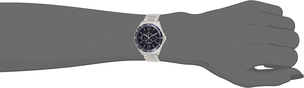  Shop Authentic Tommy Hilfiger Erik Chronograph Blue Dial Silver Steel Strap Watch for Men - 1791366 - Luxxuri