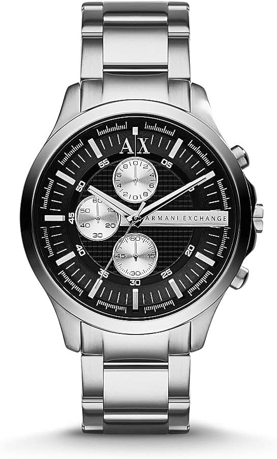  Shop Authentic Armani Exchange Hampton Chronograph Black Dial Silver Steel Strap Watch For Men - AX2152 - Luxxuri
