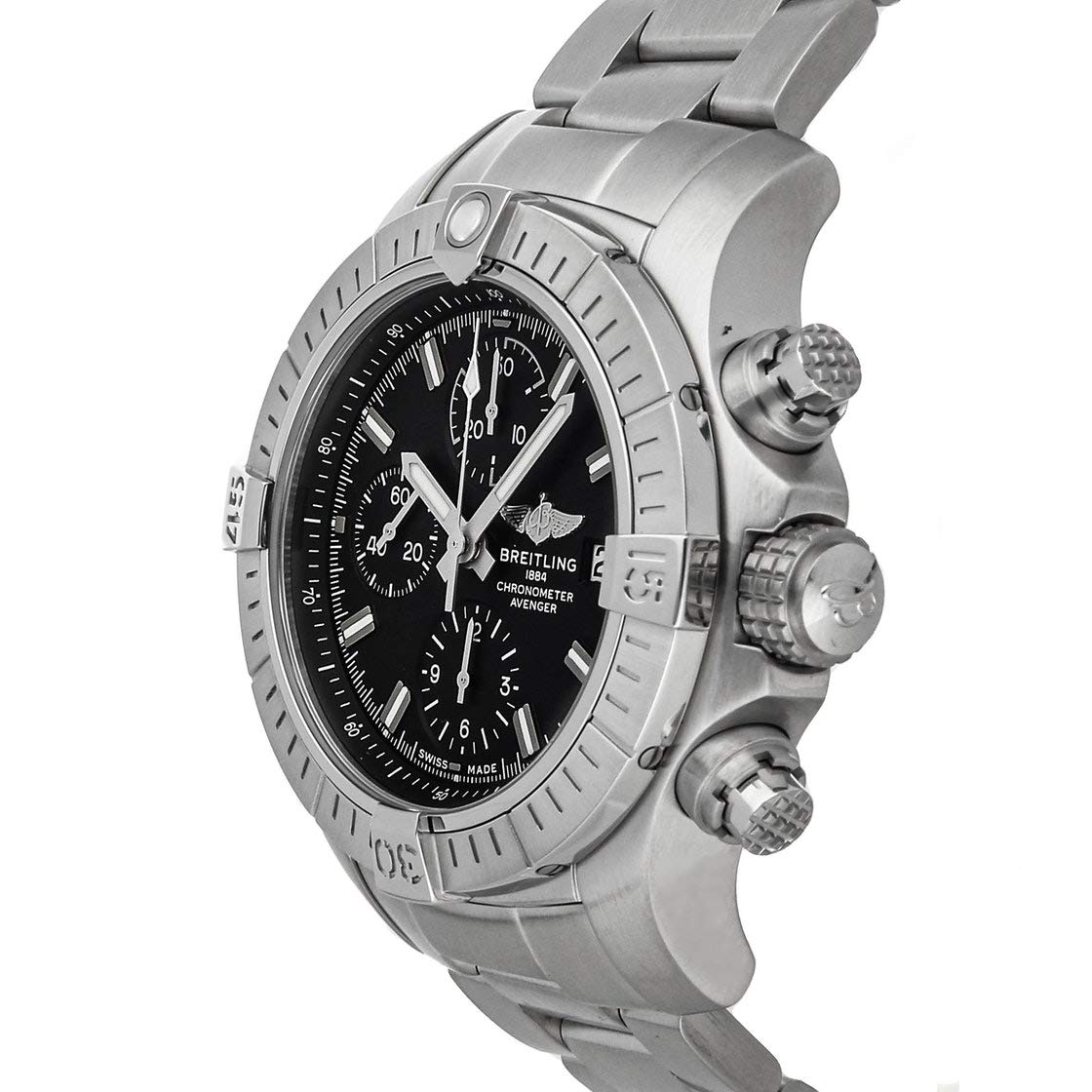  Shop Authentic Breitling Avenger Chronograph 43 Black Dial Silver Steel Strap Watch for Men - A13385101B1A1 - Luxxuri