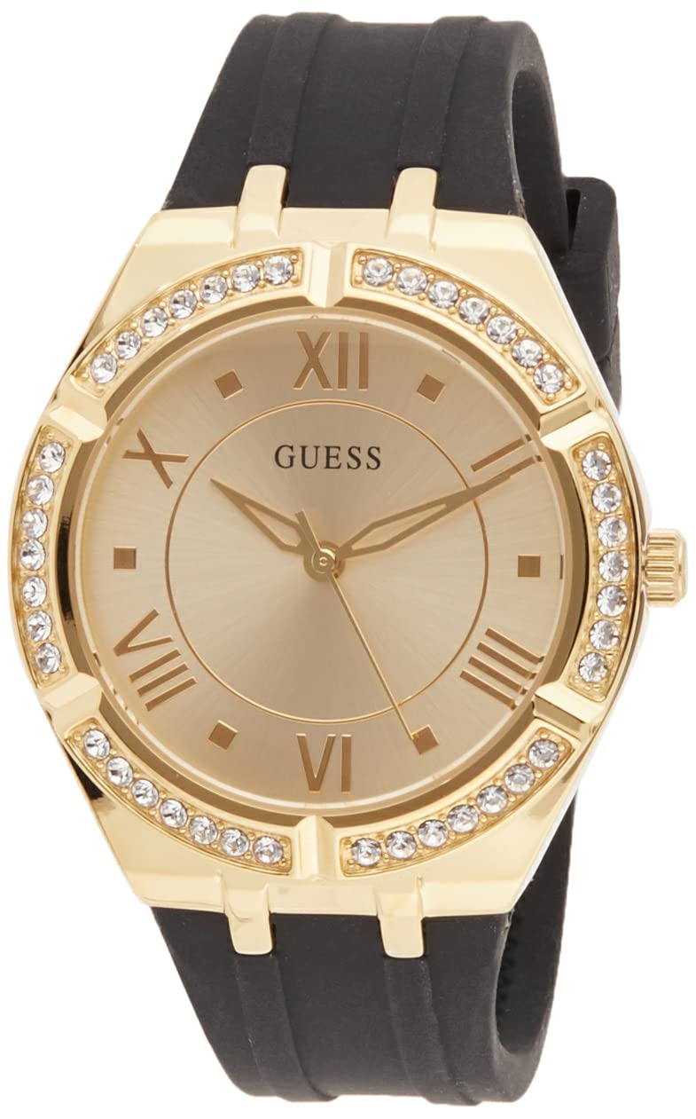  Shop Authentic Guess Cosmo Diamonds Gold Dial Black Rubber Strap Watch for Women - GW0034L1 - Luxxuri