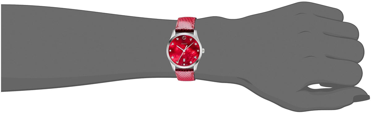  Shop Authentic Gucci G-Timeless Cherry Red Mother of Pearl Dial 27mm Watch For Women - YA126584 - Luxxuri