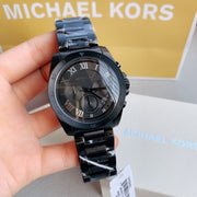  Shop Authentic Michael Kors Brecken Chronograph Black Dial Black Steel Strap Watch For Men - MK8482 - Luxxuri