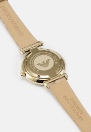  Shop Authentic Emporio Armani Gianni T Bar Crystals Silver Dial Brown Leather Strap Watch For Women - AR11518 - Luxxuri