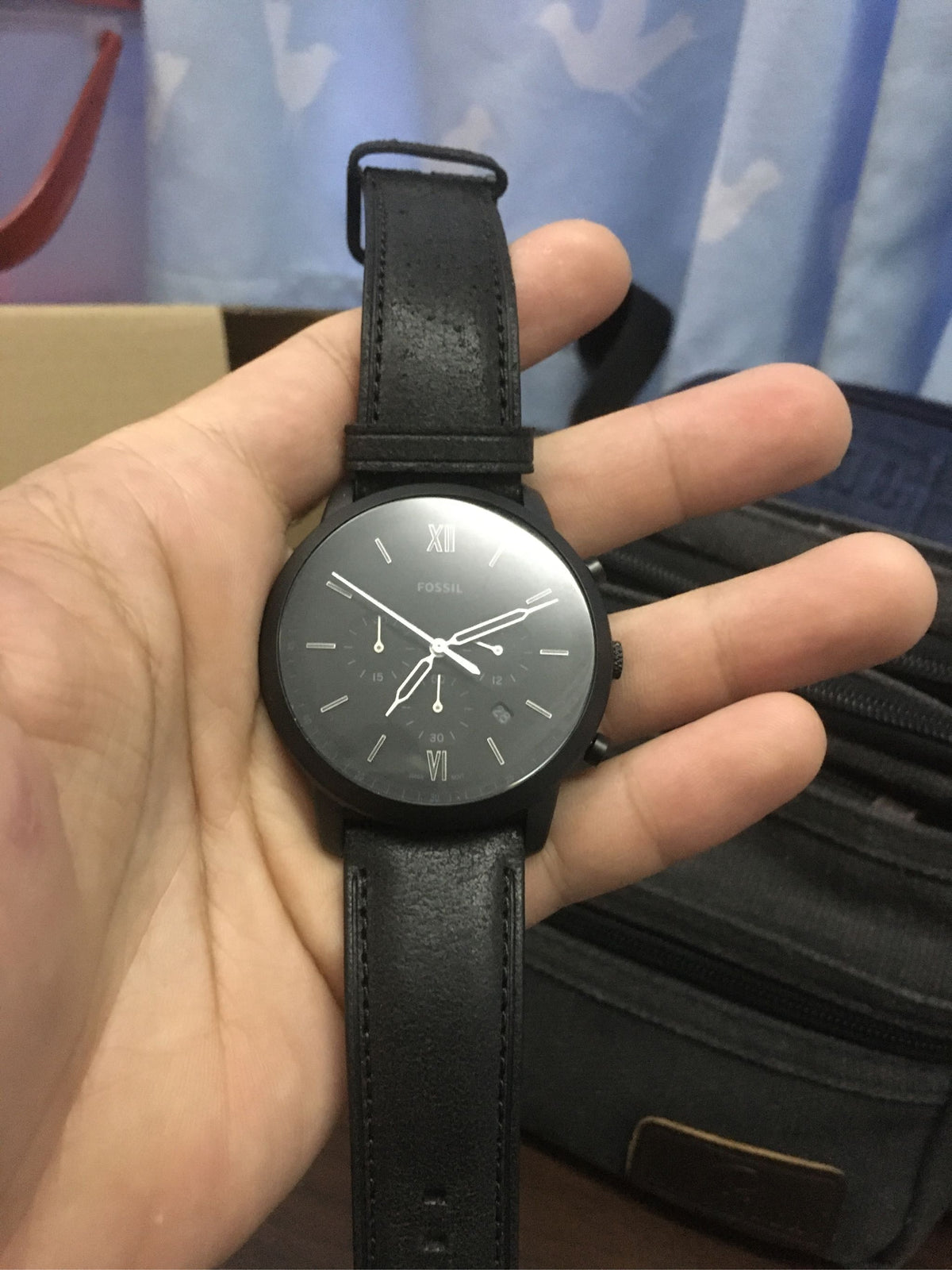  Shop Authentic Fossil Neutra Chronograph Black Dial Black Leather Strap Watch for Men - FS5503 - Luxxuri