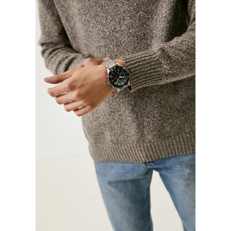  Shop Authentic Tommy Hilfiger Larson Multifunction Black Dial Silver Steel Strap Watch For Men - 1791916 - Luxxuri